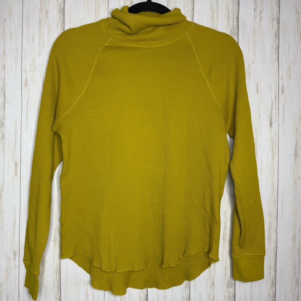 Everlane Mustard Cowl Neck Thermal Top